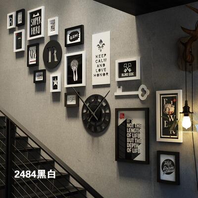 高分子_2484楼梯照片墙创意相框挂墙组合挂画工业风装饰画