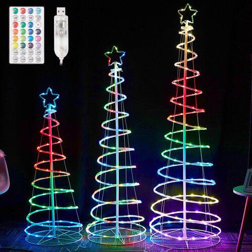 1.2/1.5/1.8m LED Spiral Christmas Tree Lights Timer 8 Mode