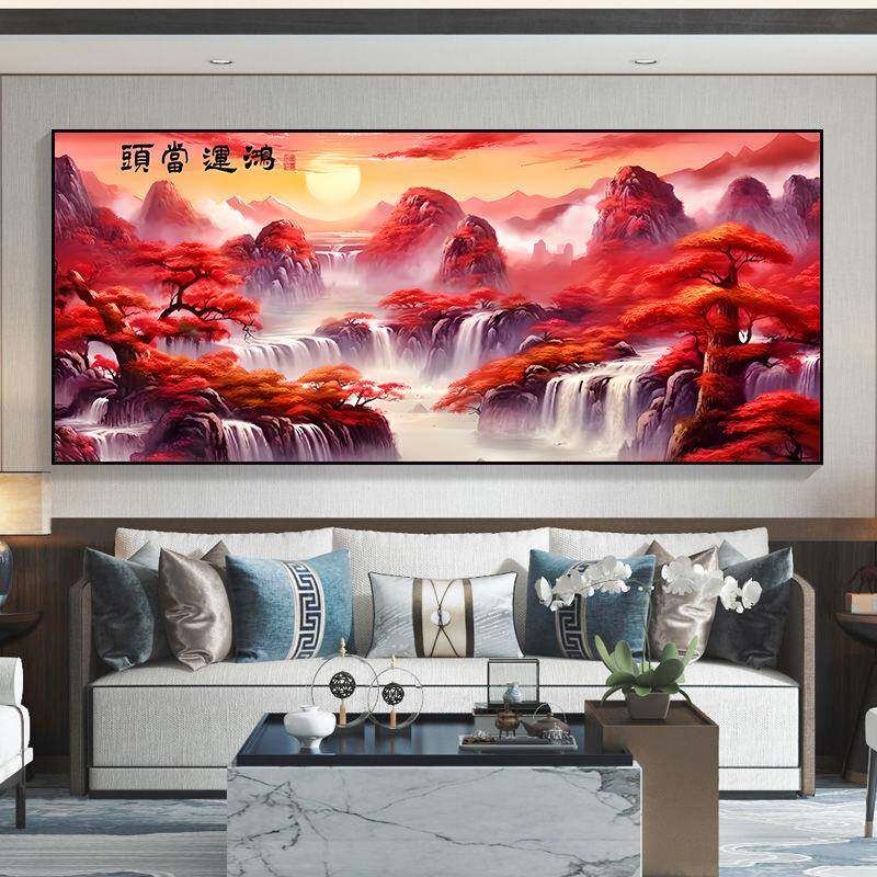 鸿运当头十字绣204新款线绣客A879厅大件幅山水画大手工气自己绣2