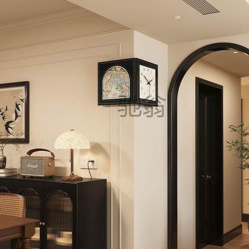 hot2024新款创意转角钟法式复古钟表挂钟客厅家用静音拐角时钟挂