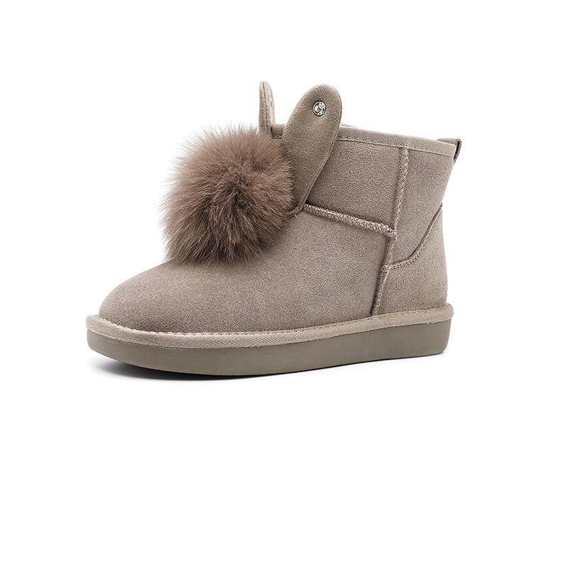 高档04新款2雪地靴暖女皮毛一体冬季短筒靴子加绒加厚2保防滑羊毛