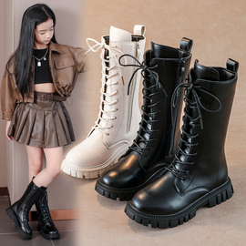 女童靴子冬季2023韩版英伦，风儿童马丁靴，小女孩高筒靴公主长靴