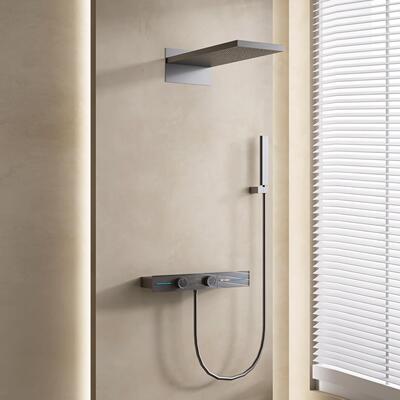 Saym上浴隐蔽淋浴设置恒温全铜嵌入式隐藏增压数字显示家庭