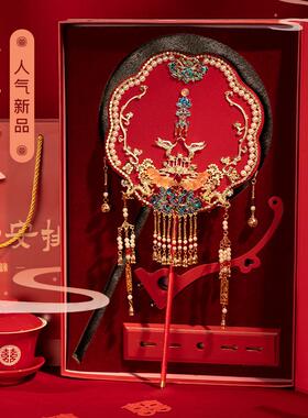 舞绣缘团扇新娘结婚红色团扇材料包diy高级中式秀禾遮面喜扇成品