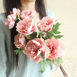 大牡丹仿真花假花绢花干花客厅餐桌花瓶插花落地室内欧式装饰摆设