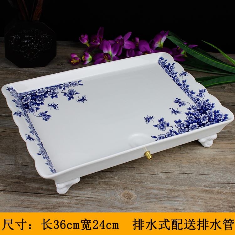 正品套青花瓷半自动茶具装带茶茶盘陶瓷懒冲泡器人功夫茶具配排水