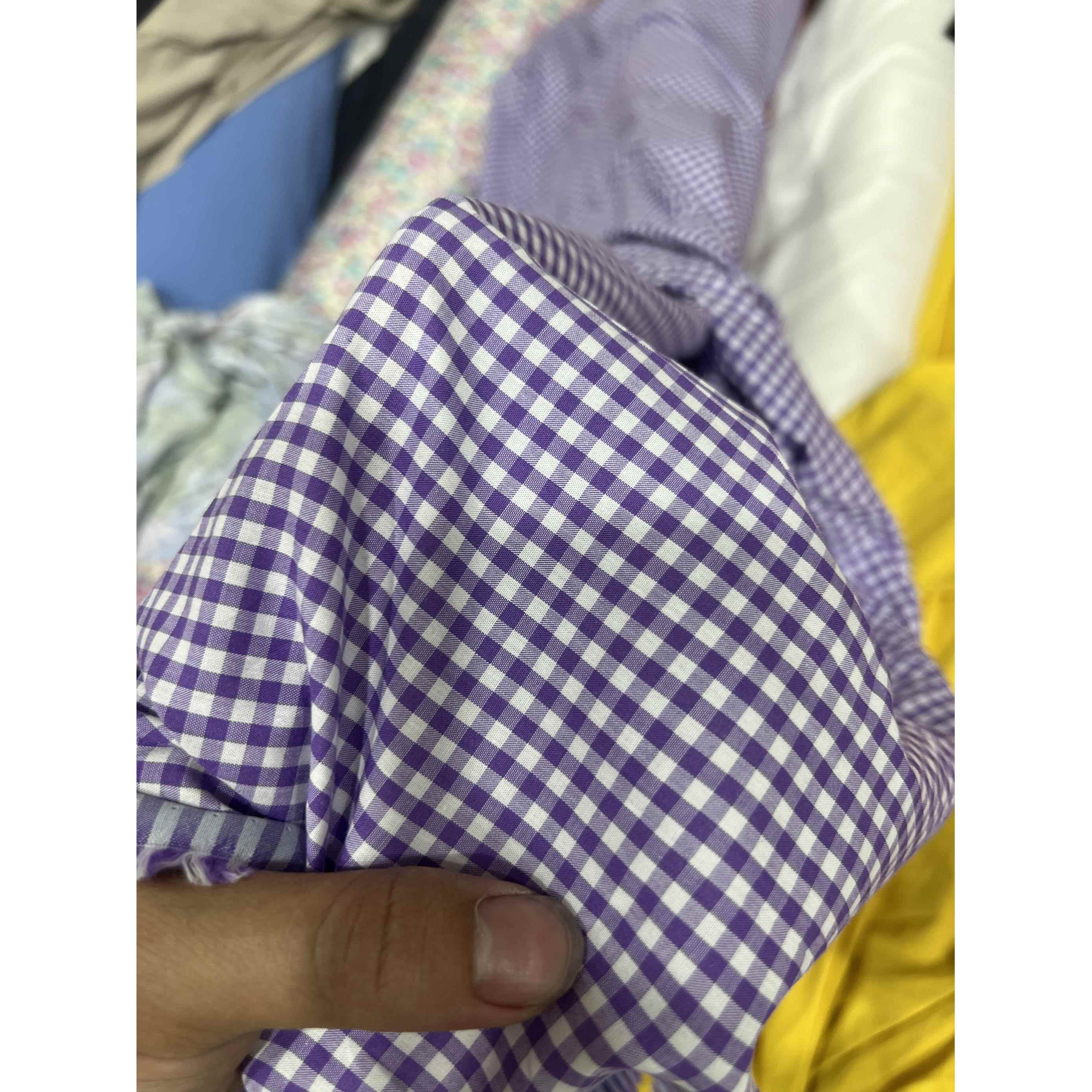 意大利进口高密高支微弹锦棉藏蓝格子裙子衬衣家居服睡衣面3米价