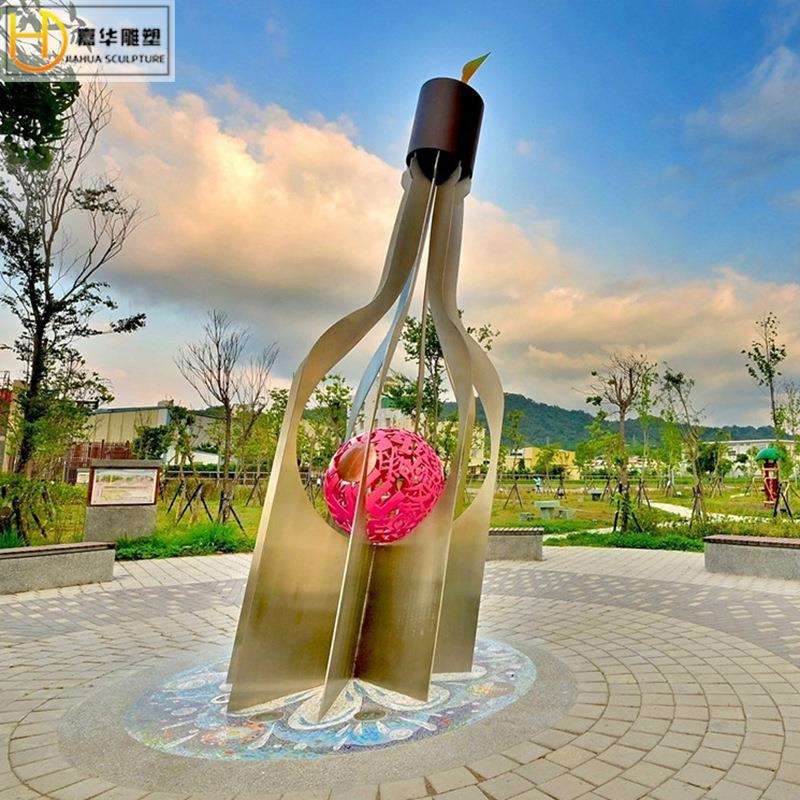 户外不锈钢漂流瓶雕塑抽象切片瓶美陈园林商场装饰景观大装饰摆件
