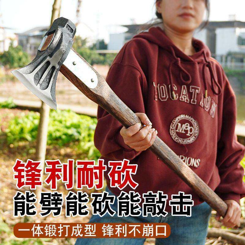 锻打斧头开山砍树劈柴砍柴伐木斧子轨道手工钢斧木工家用