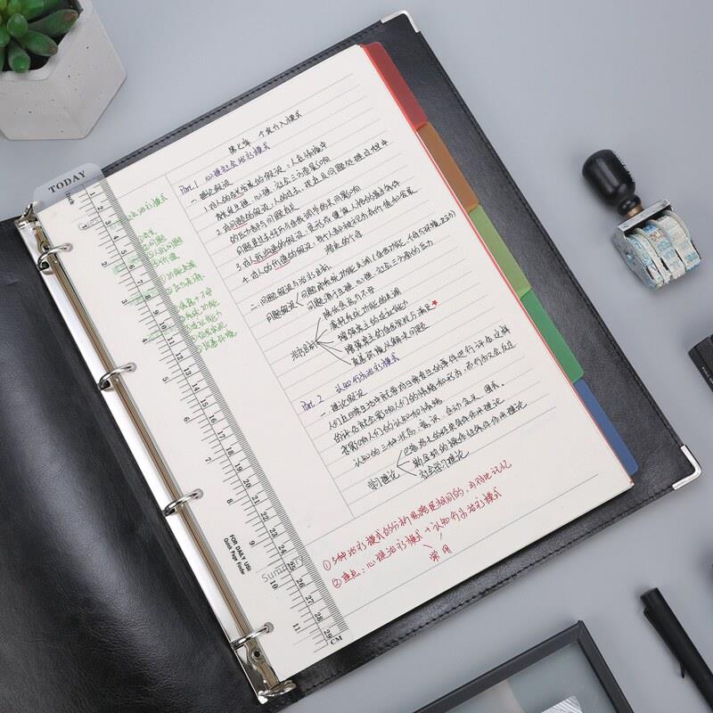 A4竖式软皮面活页笔记本 记事本大号加厚手帐本 4mm方格本网格本