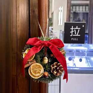 饰品圣诞花环门挂挂饰藤条挂件酒店商场场景布置用品美陈 圣诞节装