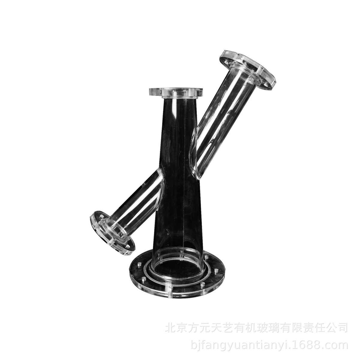 亚克力透明圆管实验仪器 有机玻璃带法兰盘多通亚克力管道厂家直