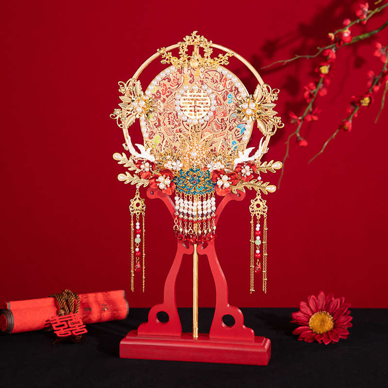 团扇结婚新娘diy材料包手工新中式婚礼秀禾服喜扇古风出嫁手捧花