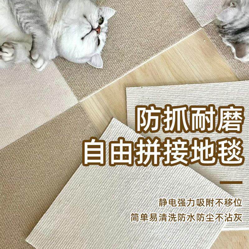 拼接地毯方块毯免胶防滑客厅卧室儿童房隔音地垫耐脏猫抓自粘地毯