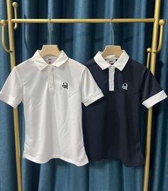 D012 韩国高尔夫球服 夏golf女款字标翻领半系扣百搭短袖T