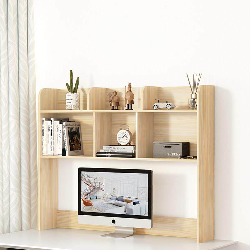 实木书架电脑桌桌面多层桌上置物架柜书桌架桌架子上的收纳层架宿