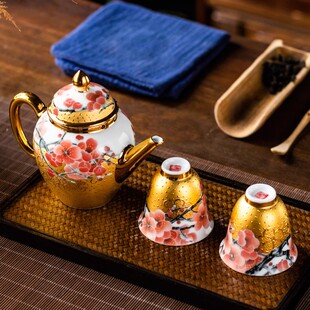 999真金腊梅茶具省大师肖建辉手工陶瓷茶壶茶杯高温煅烧健康家用