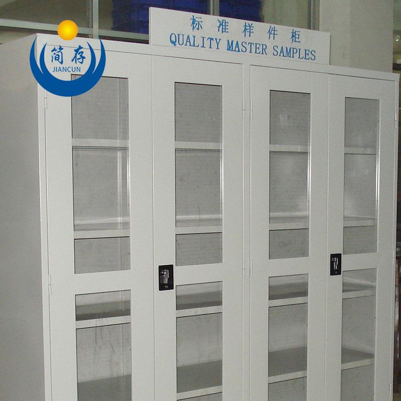 带轮重型移动置物柜 四开门工具柜透明玻璃储物柜非标生产铁皮柜