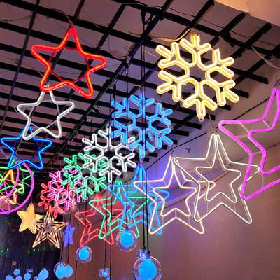 led挂树灯 五角星雪花月亮装饰灯户外街道商场市政工程防水亮化灯