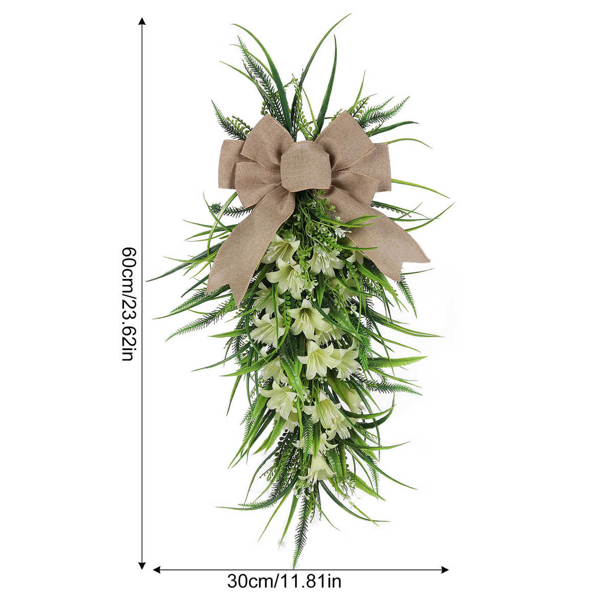 纵鸿2024复活节仿真百合花环赃物泪珠门挂春季家居装饰