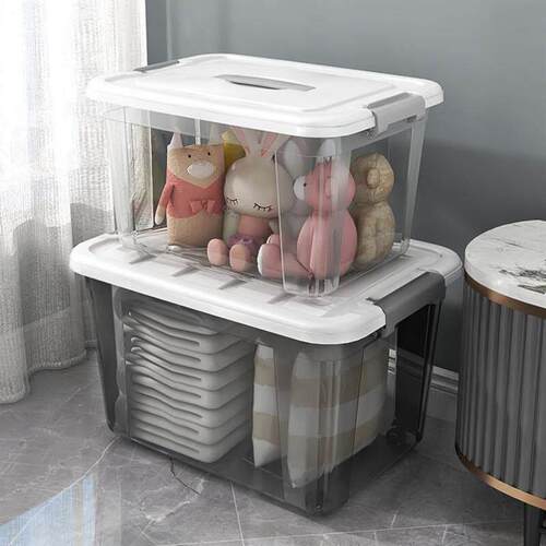 Large Transparent plastic storage box front open Toy clothes