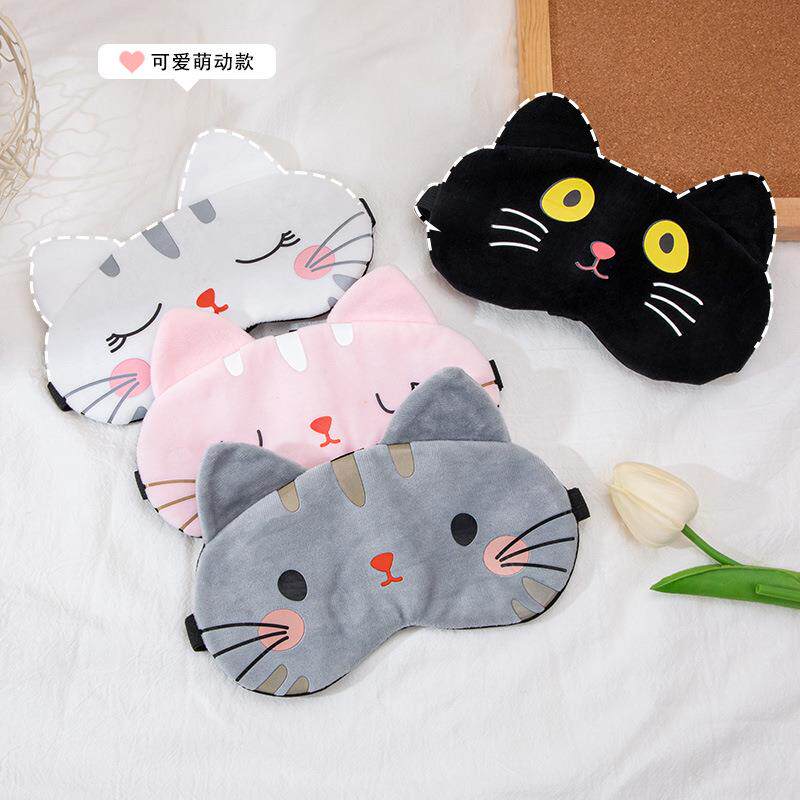 毛绒卡通猫咪烫画冰敷热敷睡眠眼罩儿童通用冬季居家户外现货