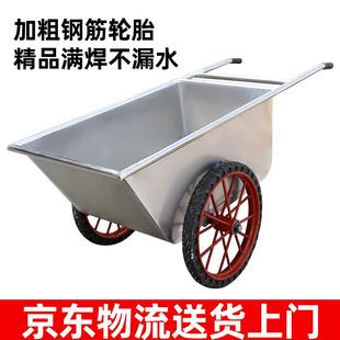 不锈钢翻斗车饲料车手推车养殖场推料车养猪喂料车不锈钢斗车厂