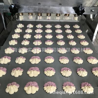 合强食品设备 挤压双色曲奇机 平面模嘴 7孔模具 电脑饼干生产线