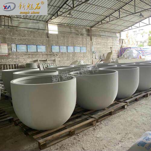 GRC混凝土花箱商场美陈花盆户外花槽园林景观异形花钵白色大花坛