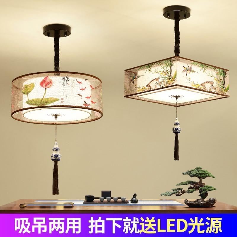 新中式吊灯卧室客厅饭厅灯中国风茶室走廊过道玄关书房覆古灯具