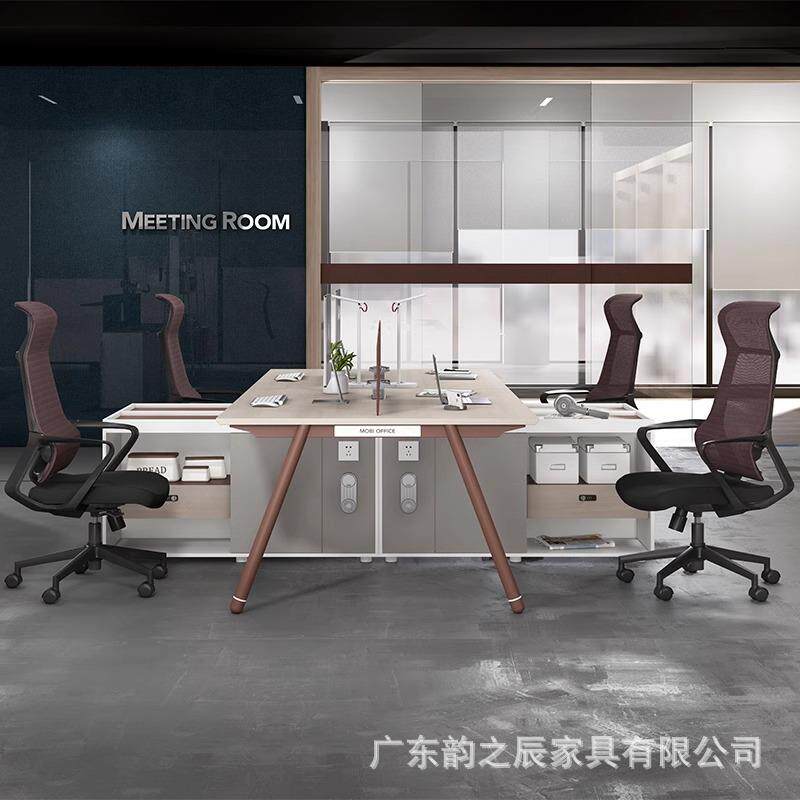 办公家具开放区员工位简约长柜员工桌双人财务桌办公桌椅组合