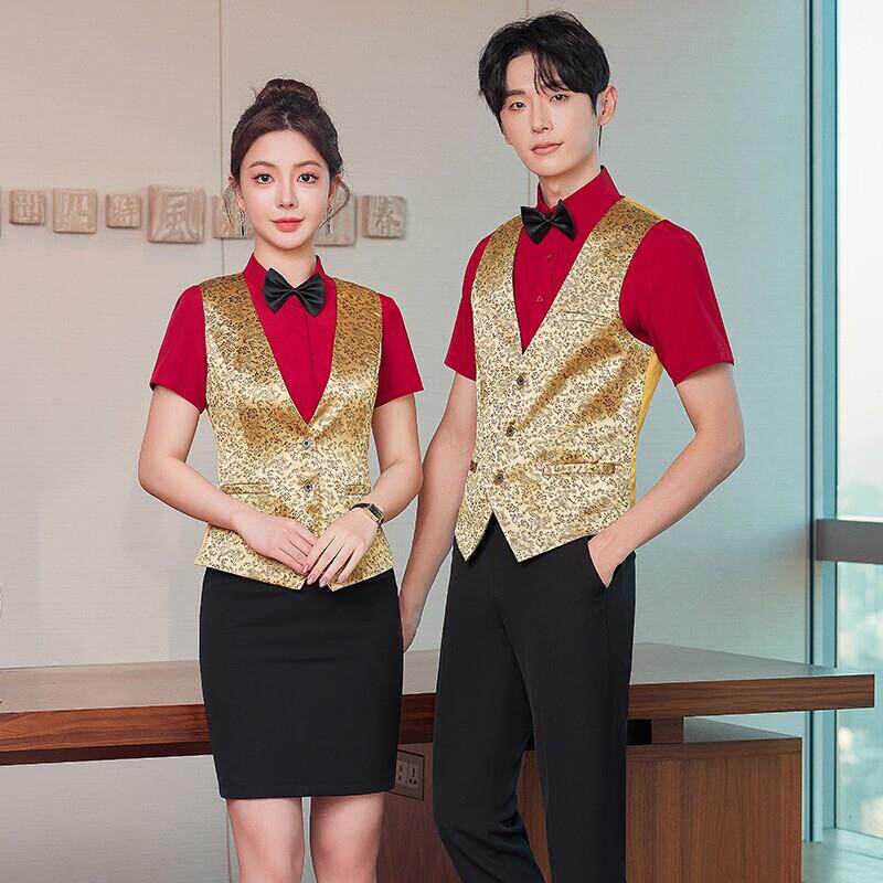酒吧KTV服务员工作服男女 酒店前台台球室夜场荷官职业马甲三件套