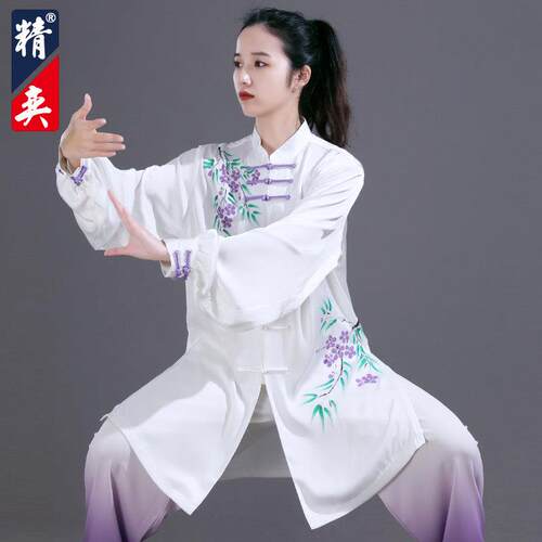 精奕太极服装女新款渐层手绘太极拳练功服男武术比赛表演服春秋季