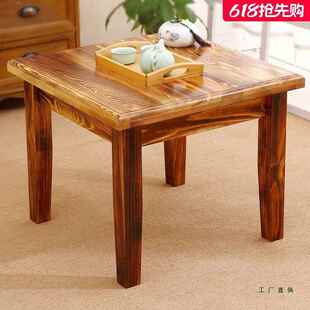 实木小方桌家用矮桌吃饭四方桌子复古客厅茶桌阳台木头桌正方形