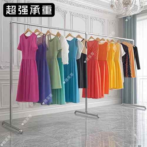 水管晾衣架加粗镀锌组装型衣服架服装展示架地摊阳台落地移动衣架