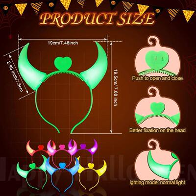 5pcs Devil Horns Light Up Headband LED Devil Horns Headband