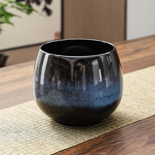 桌面茶渣桶大容量窑变茶渣缸带陶瓷过滤盖茶水桶废水桶茶洗茶道茶