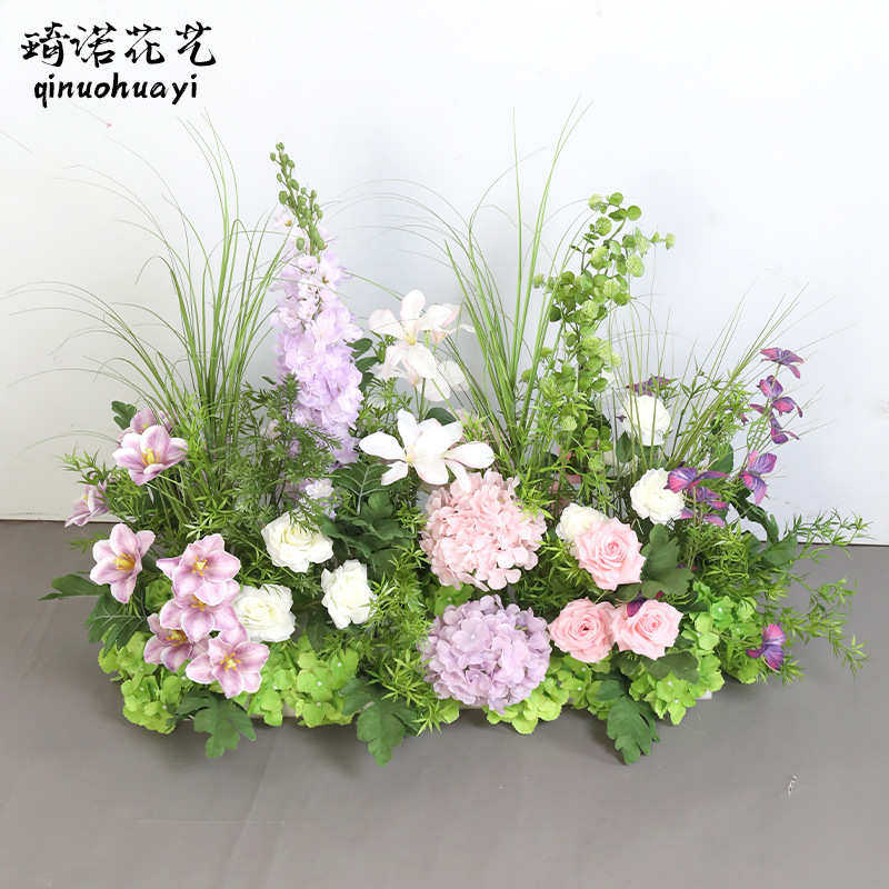 莫奈高端仿真花地排花艺绢花婚礼现场布置订婚假花路引婚庆装饰花