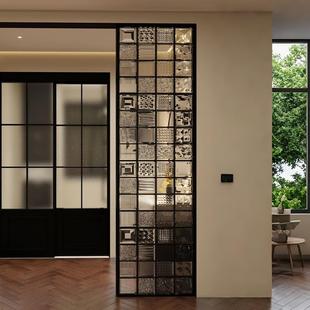 法式覆古艺术玻璃砖隔断屏风客厅玄关入户遮挡洗手台干区窗户造景