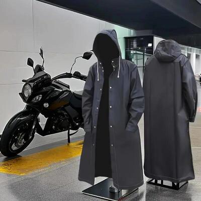 Black Fashion Adult Waterproof Long Raincoat Women Men Rain