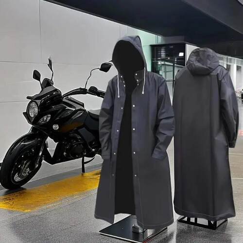 Black Fashion Adult Waterproof Long Raincoat Women Men Rain