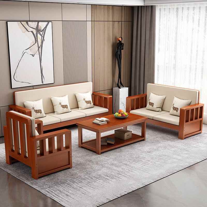 实木沙发沙客厅式新中带贵妃榻小户型出租房沙QZV发合茶几组阳台