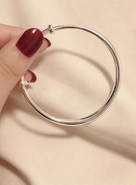 正品纯银9礼999孔径银优手炼为妇纯女银实心推挽手炼简单，清新雅