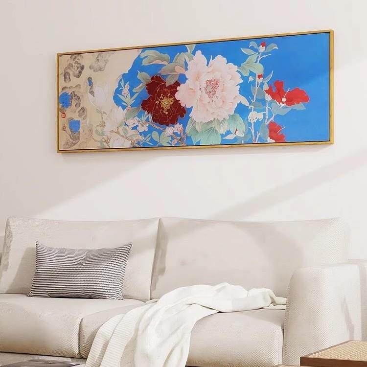 闻说庭花发暮春新中式花卉装饰画卧室床头挂画主人房墙壁画花鸟