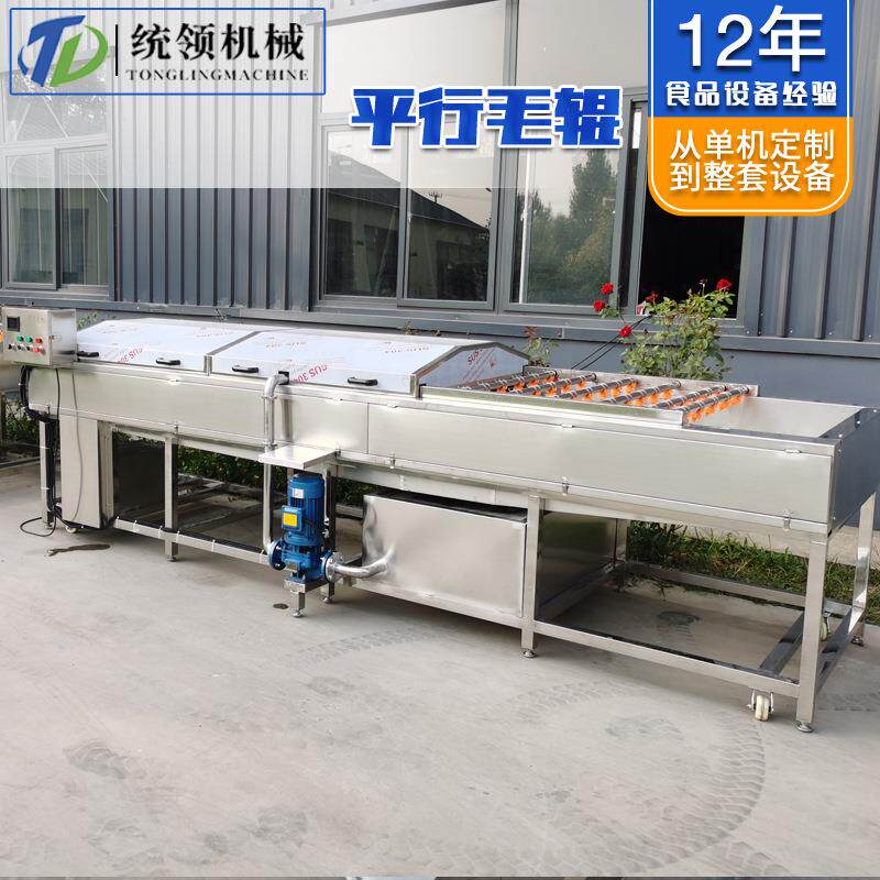 不锈钢平行毛辊清洗机海蛎子去泥毛辊清洗机海鲜全自动清洗机