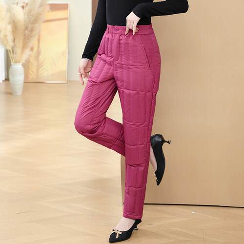 绒裤妈女外羽穿冬季新款尚中年84461690妈高腰加绒保暖大时码鸭绒