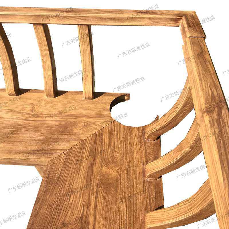 金属仿古建铝构件吴王靠中式凉亭公园景点飞来椅铝合金木纹美人靠