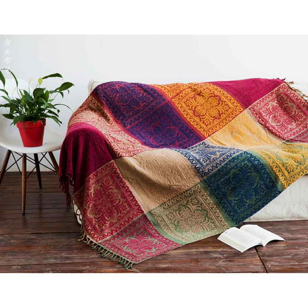 外贸出口沙发巾全盖尼泊尔休闲 毯线 线针织布艺沙发套罩盖巾防滑