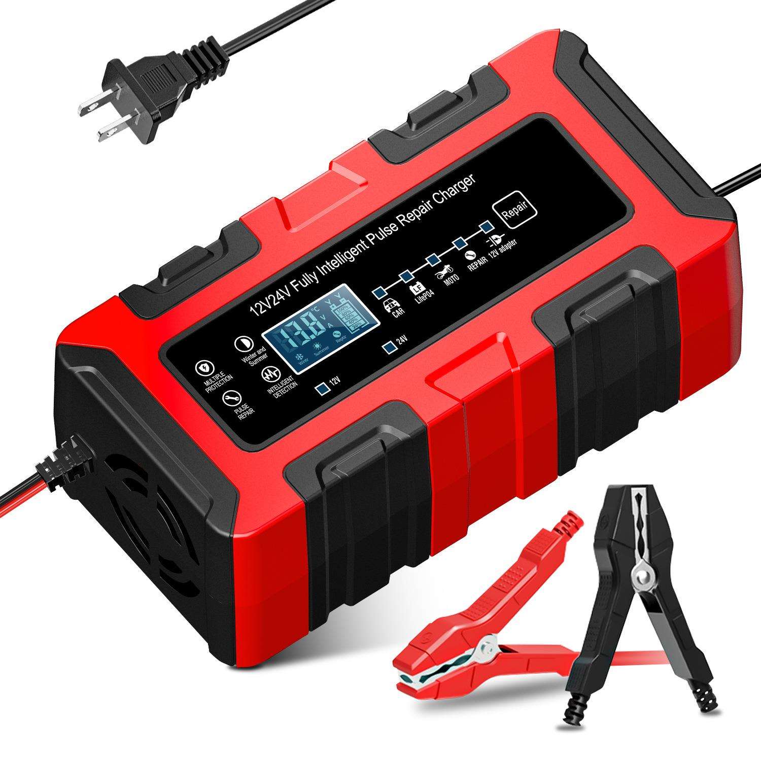 12V24V10A大电流铅酸铁锂充电器智能电池电瓶充电器