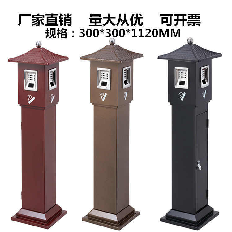 立式烟蒂柱烟灰柱户外座地烤漆烟灰桶立式烟灰柱江西烟蒂柱可固定